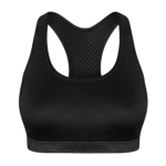 Women's High-Impact Solid Black Mesh Racerback Sports Bra