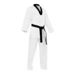 Premium White Martial Arts Karate Uniform Gi Set with Black V-Neck Trim