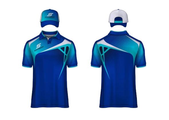 cricket_5-removebg-preview S Express Sublimated T20 Cricket Jersey and Cap Set – Royal Blue & Cyan - Image 1
