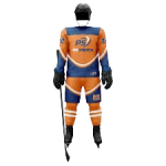 Custom Sublimated Orange and Navy Blue Professional Ice Hockey Uniform Set