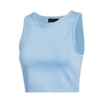 Women's Light Blue Cropped Crew Neck Performance Fitness Training Tank Top