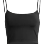 Women's Black Spaghetti Strap Cropped Scoop Neck Performance Yoga Tank Top