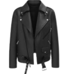 Classic Black Belted Motorcycle Leather Biker Jacket