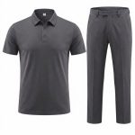 Charcoal Grey Performance Dry-Fit Golf Polo and Pants Set