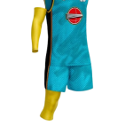 Custom Sublimated Cyan Blue Halftone Dot Graphic Basketball Uniform Set