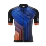 Men's Short-Sleeve Sublimated Blue and Orange Gradient Geometric Performance Training Jersey